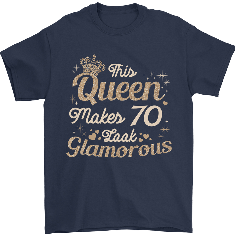 70th Birthday Queen Seventy Years Old 70 Mens T-Shirt Cotton Gildan Navy Blue