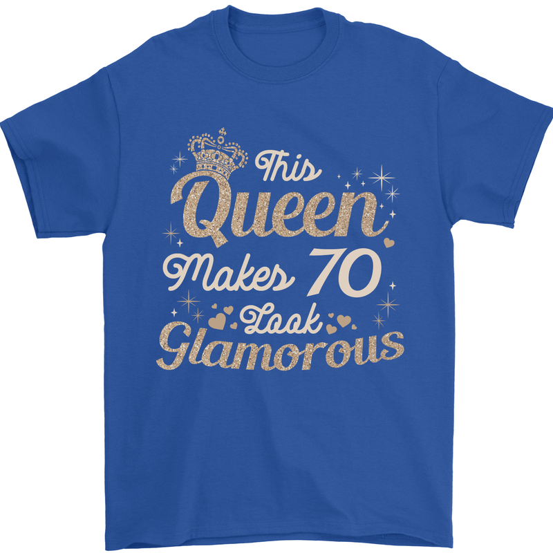70th Birthday Queen Seventy Years Old 70 Mens T-Shirt Cotton Gildan Royal Blue