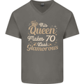 70th Birthday Queen Seventy Years Old 70 Mens V-Neck Cotton T-Shirt Charcoal