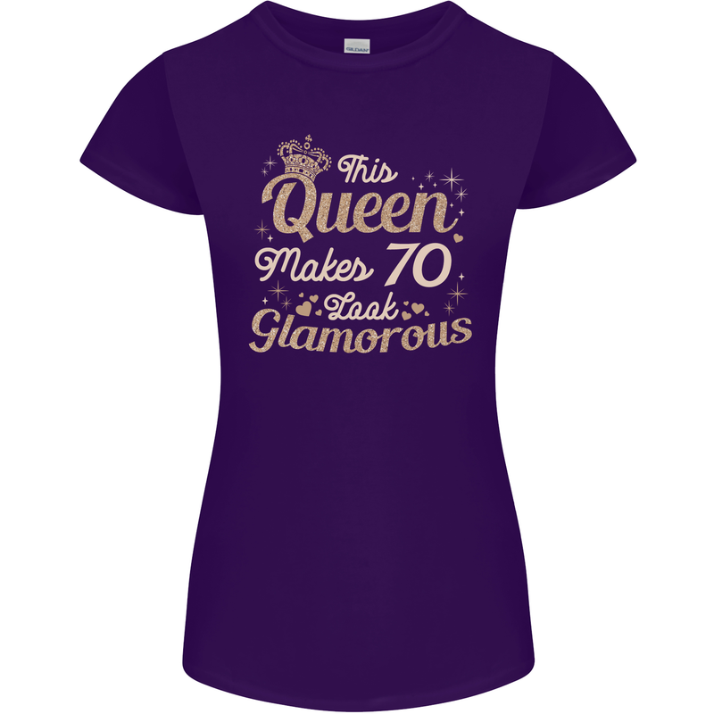 70th Birthday Queen Seventy Years Old 70 Womens Petite Cut T-Shirt Purple