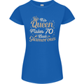 70th Birthday Queen Seventy Years Old 70 Womens Petite Cut T-Shirt Royal Blue
