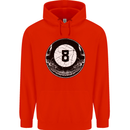 8-Ball Skull Pool Player 9-Ball Mens 80% Cotton Hoodie Bright Red
