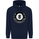 8-Ball Skull Pool Player 9-Ball Mens 80% Cotton Hoodie Navy Blue