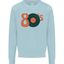 80s Music Vinyl Record Decks Turntable Kids Sweatshirt Jumper Light Blue