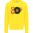 80s Music Vinyl Record Decks Turntable Kids Sweatshirt Jumper Yellow