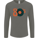80s Music Vinyl Record Decks Turntable Mens Long Sleeve T-Shirt Charcoal
