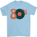 80s Music Vinyl Record Decks Turntable Mens T-Shirt 100% Cotton Light Blue