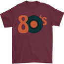 80s Music Vinyl Record Decks Turntable Mens T-Shirt 100% Cotton Maroon