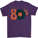80s Music Vinyl Record Decks Turntable Mens T-Shirt 100% Cotton Purple