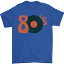 80s Music Vinyl Record Decks Turntable Mens T-Shirt 100% Cotton Royal Blue