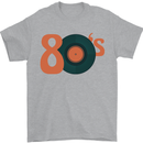80s Music Vinyl Record Decks Turntable Mens T-Shirt 100% Cotton Sports Grey