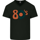 80s Music Vinyl Record Decks Turntable Mens V-Neck Cotton T-Shirt Black