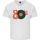 80s Music Vinyl Record Decks Turntable Mens V-Neck Cotton T-Shirt White