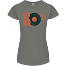 80s Music Vinyl Record Decks Turntable Womens Petite Cut T-Shirt Charcoal