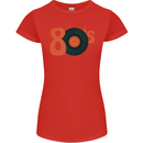 80s Music Vinyl Record Decks Turntable Womens Petite Cut T-Shirt Red