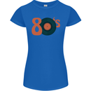 80s Music Vinyl Record Decks Turntable Womens Petite Cut T-Shirt Royal Blue