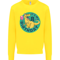 8th Birthday Dinosaur T-Rex 8 Year Old Kids Sweatshirt Jumper Yellow