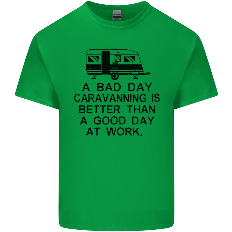 A Bad Day Caravanning Caravan Funny Mens Cotton T-Shirt Tee Top Irish Green
