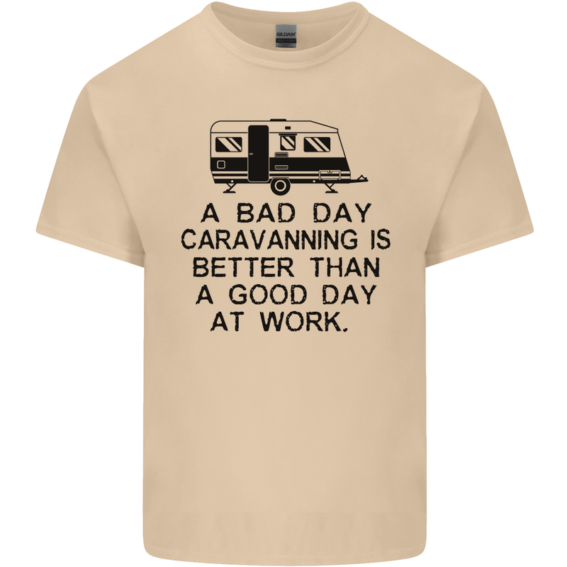 A Bad Day Caravanning Caravan Funny Mens Cotton T-Shirt Tee Top Sand