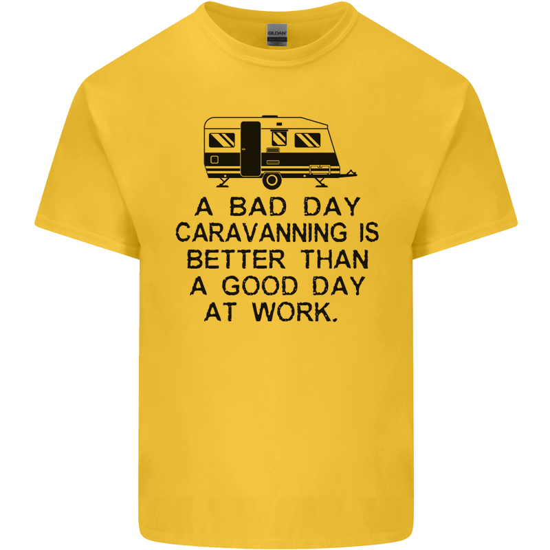 A Bad Day Caravanning Caravan Funny Mens Cotton T-Shirt Tee Top Yellow