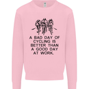 A Bad Day of Cycling Cyclist Funny Kids Sweatshirt Jumper Light Pink