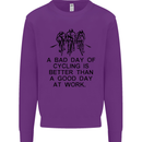 A Bad Day of Cycling Cyclist Funny Kids Sweatshirt Jumper Purple