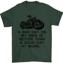 A Bad Day on My Bike Motorbike Biker Mens T-Shirt Cotton Gildan Forest Green