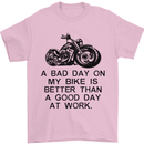 A Bad Day on My Bike Motorbike Biker Mens T-Shirt Cotton Gildan Light Pink
