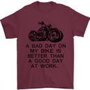 A Bad Day on My Bike Motorbike Biker Mens T-Shirt Cotton Gildan Maroon