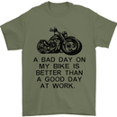 A Bad Day on My Bike Motorbike Biker Mens T-Shirt Cotton Gildan Military Green