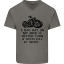 A Bad Day on My Bike Motorbike Biker Mens V-Neck Cotton T-Shirt Charcoal