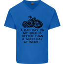A Bad Day on My Bike Motorbike Biker Mens V-Neck Cotton T-Shirt Royal Blue