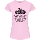 A Bad Day on My Bike Motorbike Biker Womens Petite Cut T-Shirt Light Pink