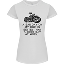 A Bad Day on My Bike Motorbike Biker Womens Petite Cut T-Shirt White