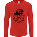 A Bad Day on My Bike Motorcycle Biker Mens Long Sleeve T-Shirt Red