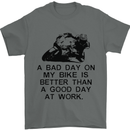 A Bad Day on My Bike Motorcycle Biker Mens T-Shirt Cotton Gildan Charcoal
