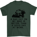 A Bad Day on My Bike Motorcycle Biker Mens T-Shirt Cotton Gildan Forest Green