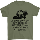 A Bad Day on My Bike Motorcycle Biker Mens T-Shirt Cotton Gildan Military Green