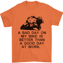 A Bad Day on My Bike Motorcycle Biker Mens T-Shirt Cotton Gildan Orange