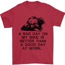 A Bad Day on My Bike Motorcycle Biker Mens T-Shirt Cotton Gildan Red