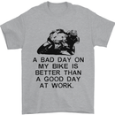 A Bad Day on My Bike Motorcycle Biker Mens T-Shirt Cotton Gildan Sports Grey