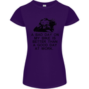 A Bad Day on My Bike Motorcycle Biker Womens Petite Cut T-Shirt Purple