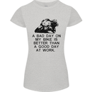 A Bad Day on My Bike Motorcycle Biker Womens Petite Cut T-Shirt Sports Grey