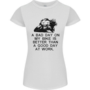 A Bad Day on My Bike Motorcycle Biker Womens Petite Cut T-Shirt White