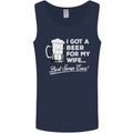 A Beer for My Wife Funny Alcohol BBQ Mens Vest Tank Top Navy Blue