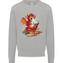 A Book Reading Dragon Bookworm Fantasy Kids Sweatshirt Jumper Sports Grey