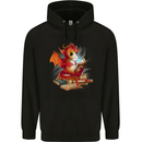 A Book Reading Dragon Bookworm Fantasy Mens 80% Cotton Hoodie Black