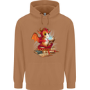 A Book Reading Dragon Bookworm Fantasy Mens 80% Cotton Hoodie Caramel Latte