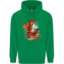 A Book Reading Dragon Bookworm Fantasy Mens 80% Cotton Hoodie Irish Green