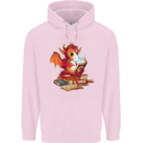 A Book Reading Dragon Bookworm Fantasy Mens 80% Cotton Hoodie Light Pink